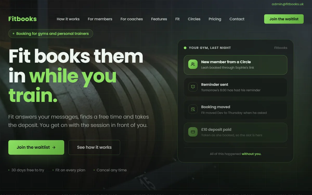 Fitbooks — Gyms & personal training — homepage hero