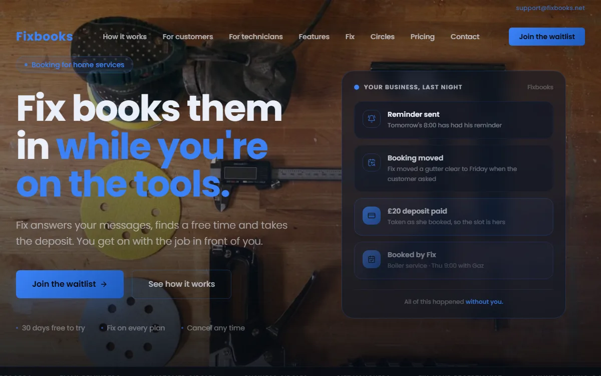 Fixbooks — Home services & trades — homepage hero